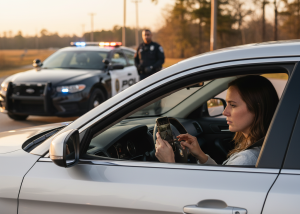 woman documenting encounter with police