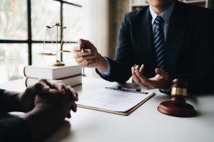 professional lawyer explaining to client