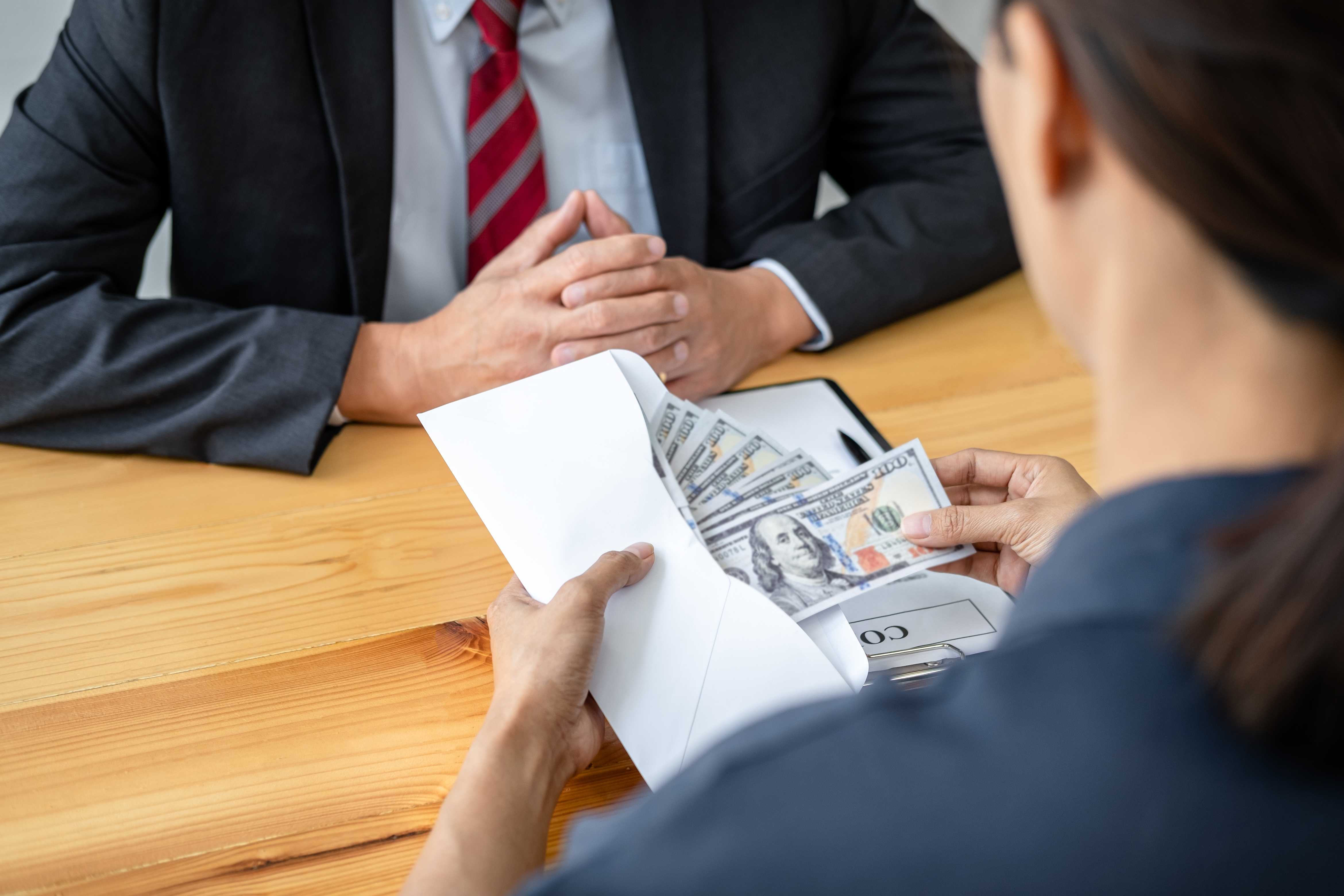 woman receiving financial support